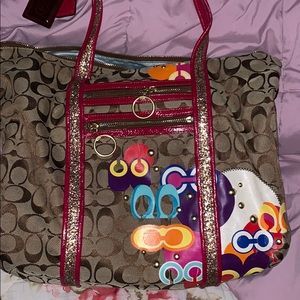 Coach poppy large double strap purse